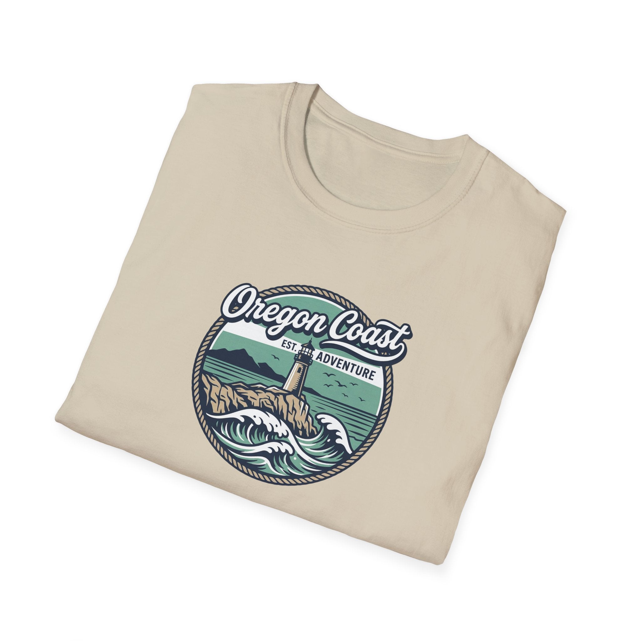 Oregon Coast Lighthouse Waves T-Shirt | Coastal Sunset Badge