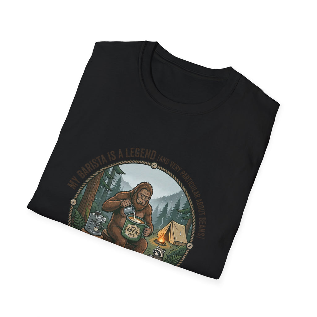 Dad is a Legend Camping T-Shirt | Bear, Campfire, Tent Cabin Illustration