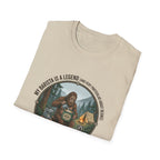 Dad is a Legend Camping T-Shirt | Bear, Campfire, Tent Cabin Illustration