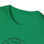 Campwood Trees Tent Graphic T-Shirt | Mountain Camping Logo, EST 1987