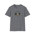 Campwood Trees Tent Graphic T-Shirt | Mountain Camping Logo, EST 1987