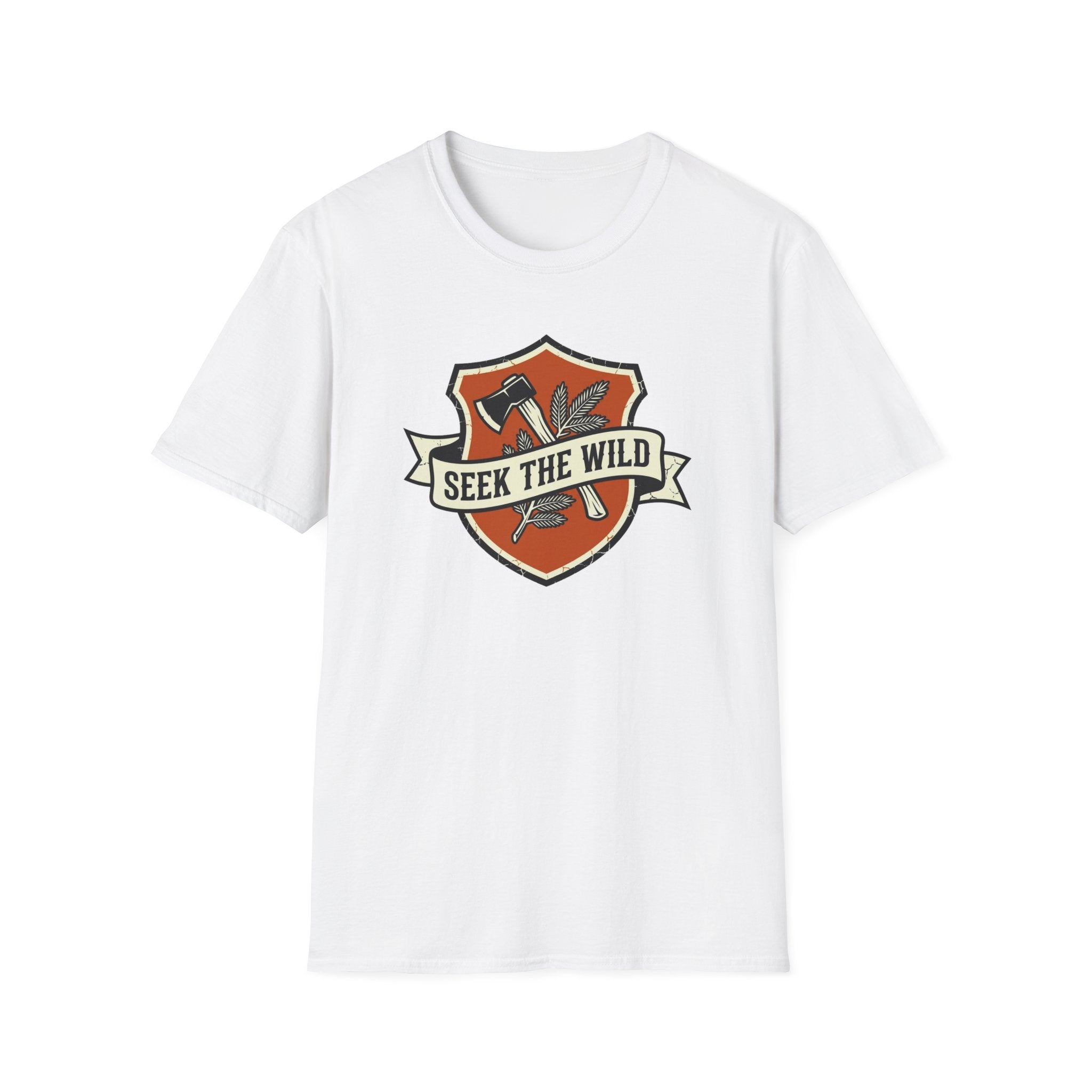 Seek The Wild emblem T-shirt | outdoor adventure badge design
