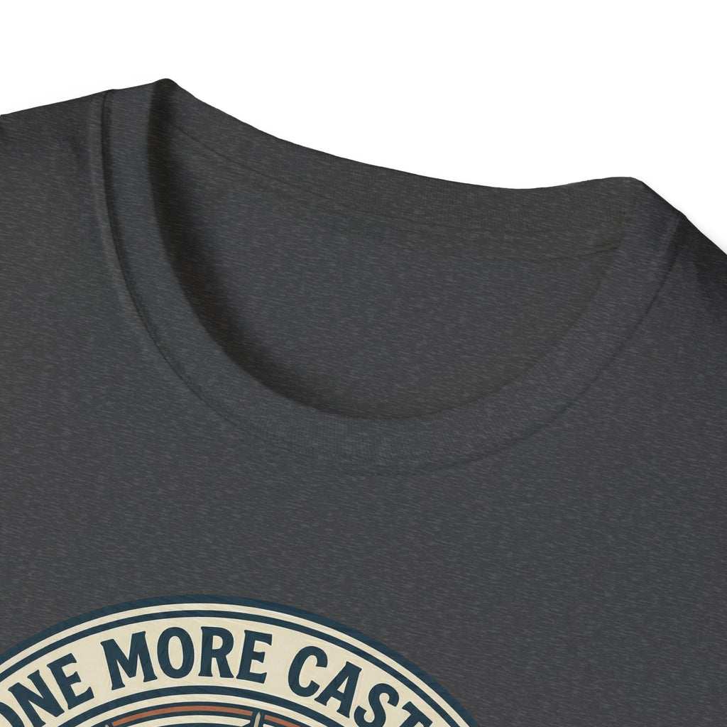 Just One More Cast Fishing T-Shirt | Retro Sunset Angler Design