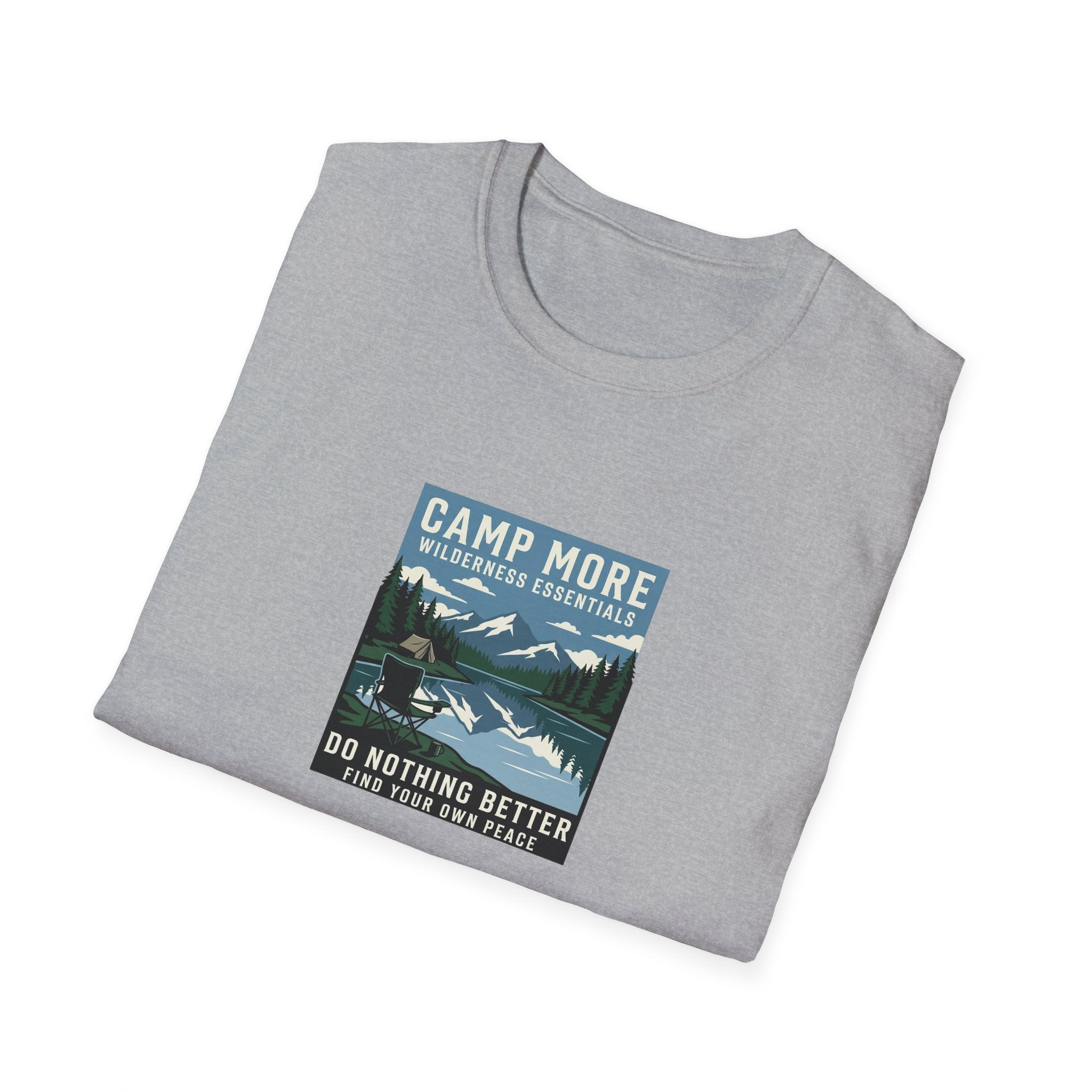 Camp More Wilderness Camping T-Shirt | Lake Mountain Poster Design