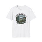 Cozy Camping Coffee Scene T-Shirt | Mountain Mug, Rainy Forest Illustration