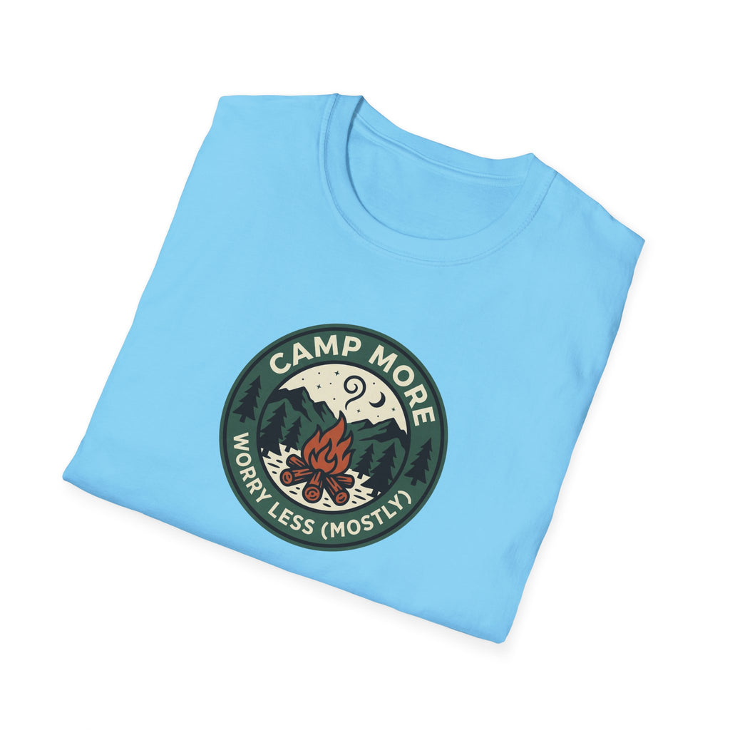 Camp More Campfire Badge T-Shirt | Outdoor Camping Graphic