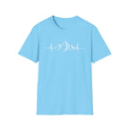 Mountain Heartbeat T-Shirt — Minimalist Mountain ECG Tee for Hikers & Outdoor Lovers
