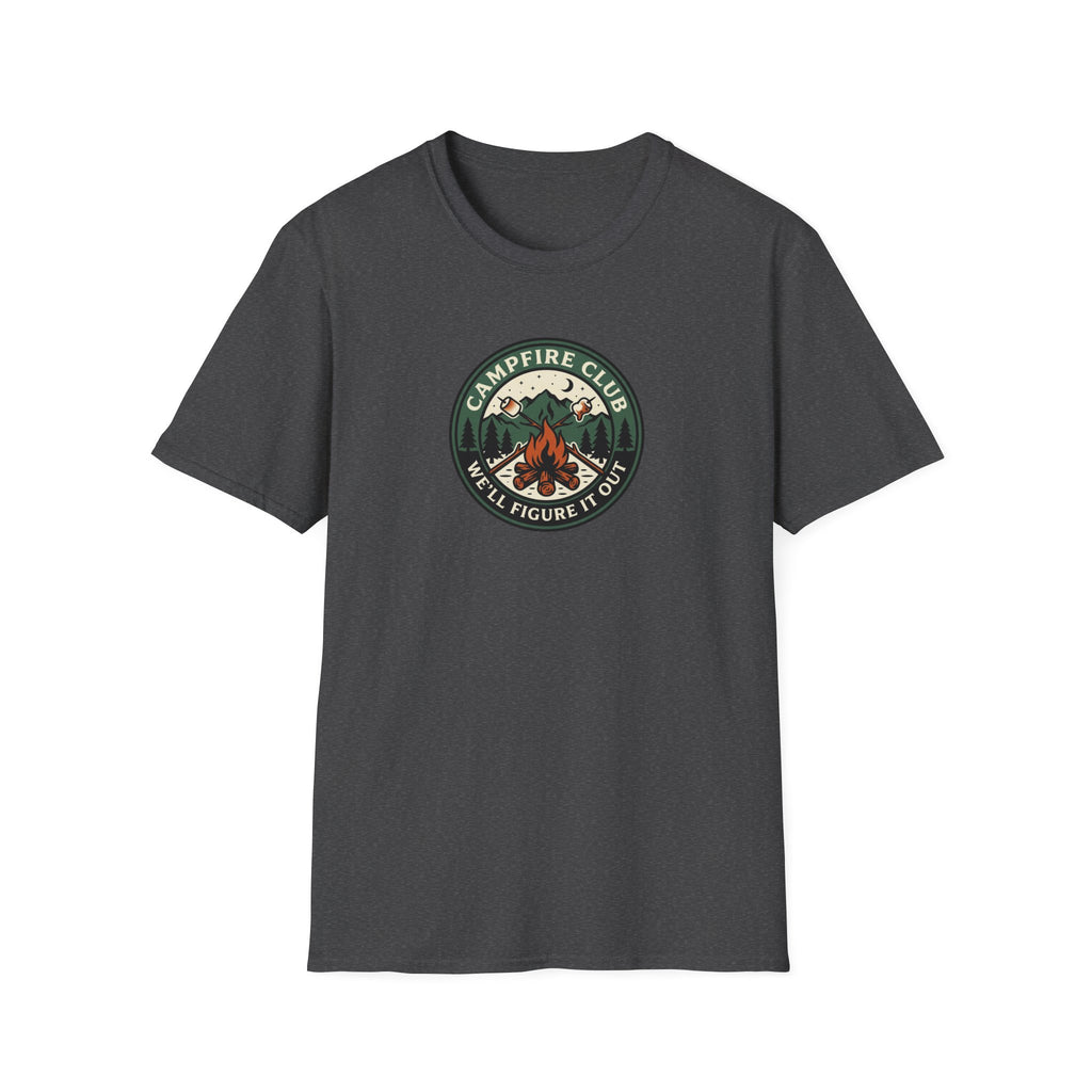 Campfire Club Patch design T-Shirt | Mountain Camping Logo Tee