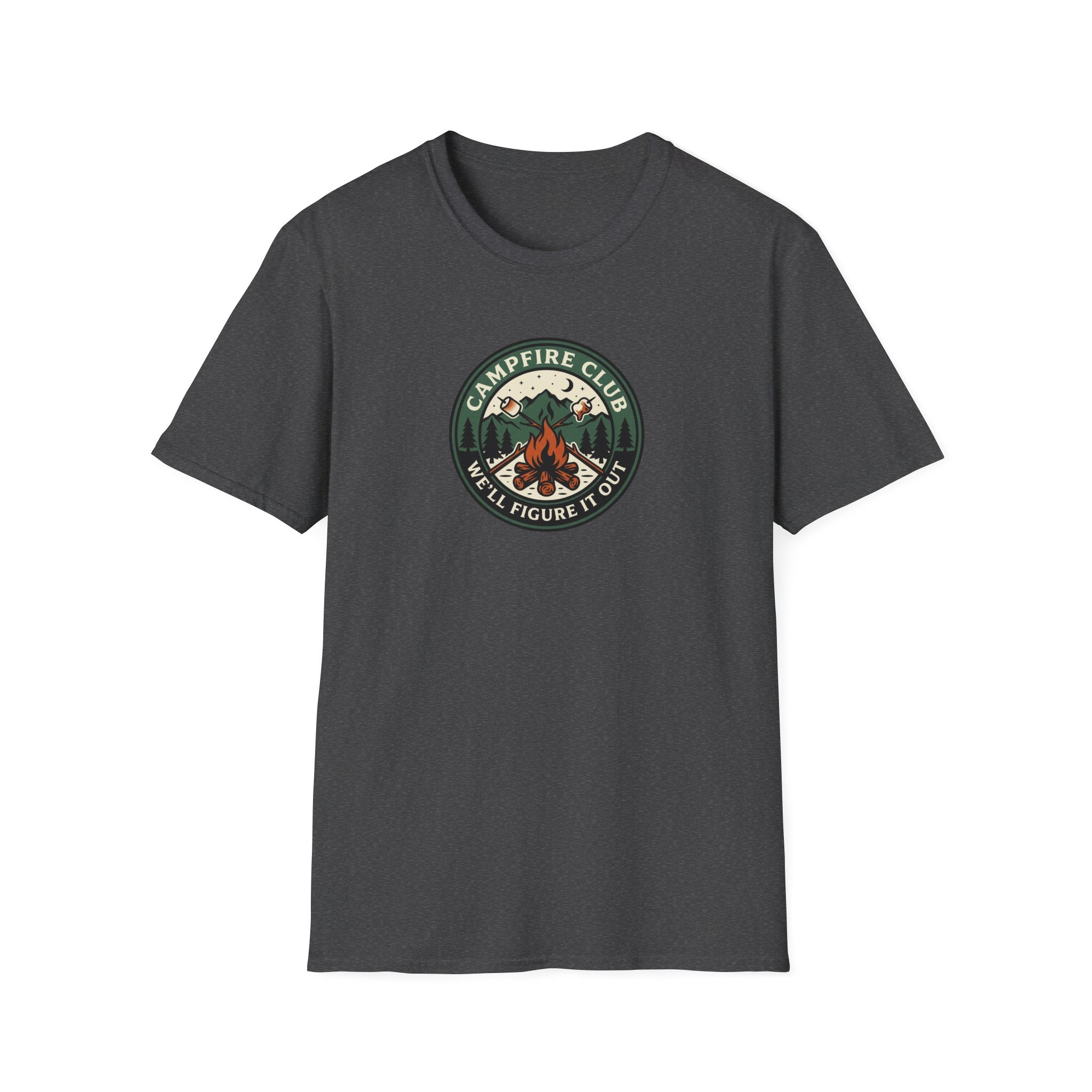 Campfire Club Patch design T-Shirt | Mountain Camping Logo Tee