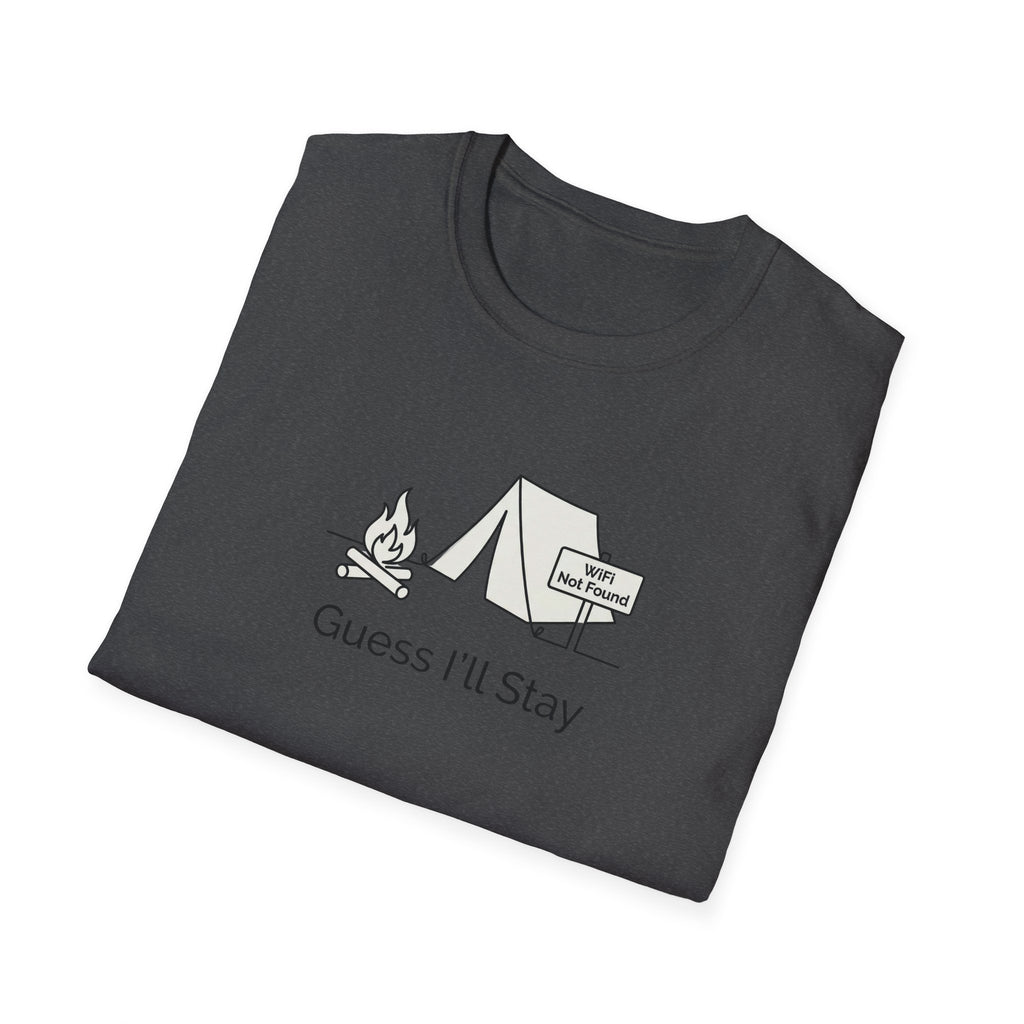 Guess Ill Stay camping tee | Tent and campfire graphic T-Shirt