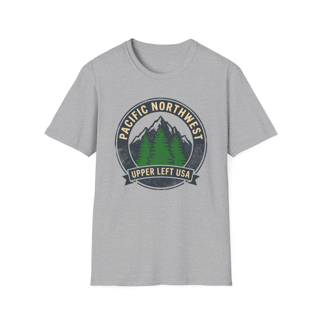 Pacific Northwest Mountain Pines T-Shirt | Upper Left USA graphic