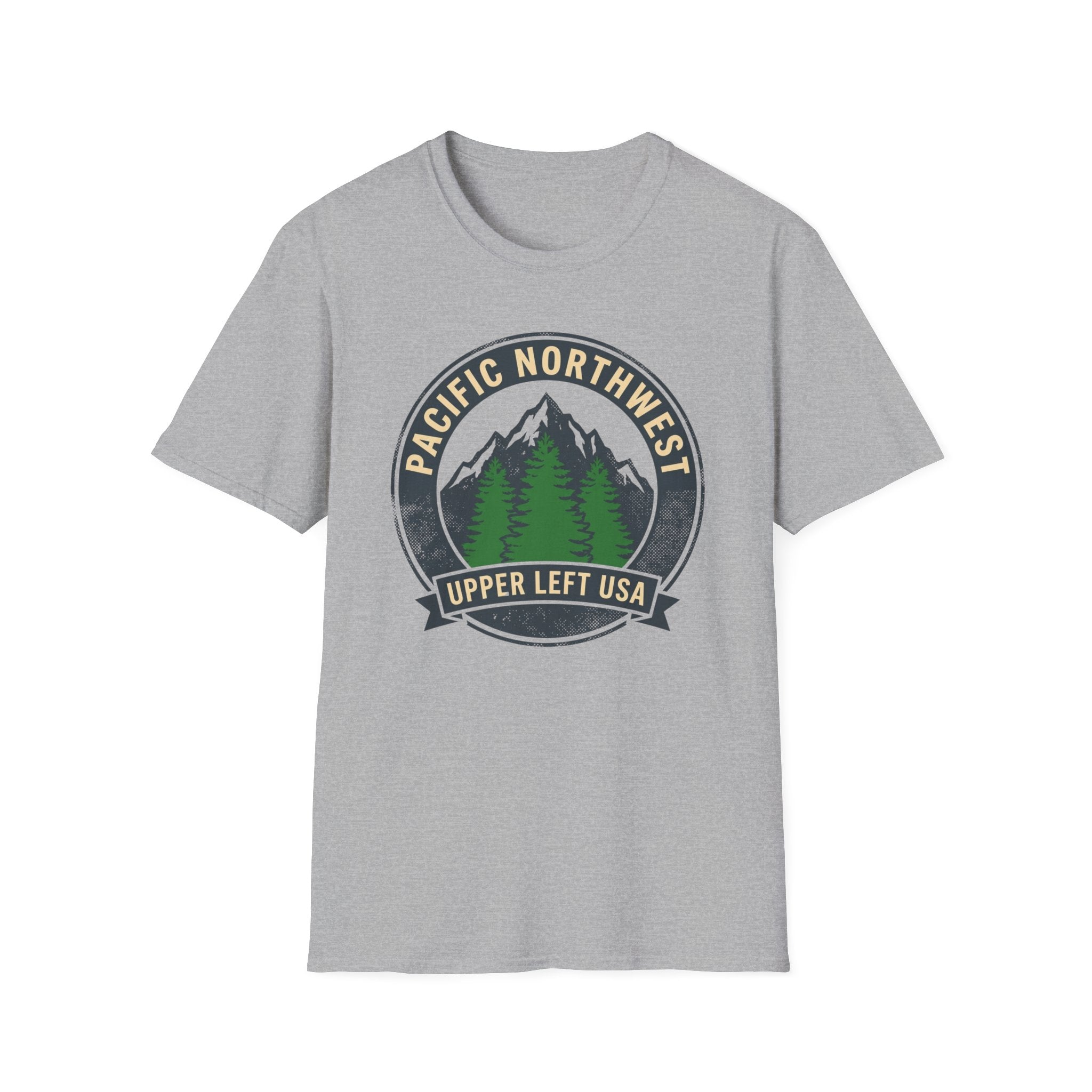 Pacific Northwest Mountain Pines T-Shirt | Upper Left USA graphic