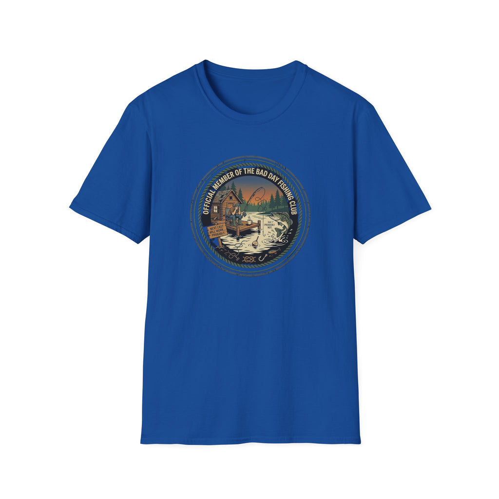 Retro Fishing Camp badge T-Shirt | Lake Sunset Outdoor Graphic