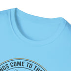 Camping Scene T-Shirt | Vintage Tent Lake Illustration, 'Good Things Come to Those Who Wait'