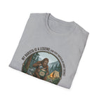 Dad is a Legend Camping T-Shirt | Bear, Campfire, Tent Cabin Illustration