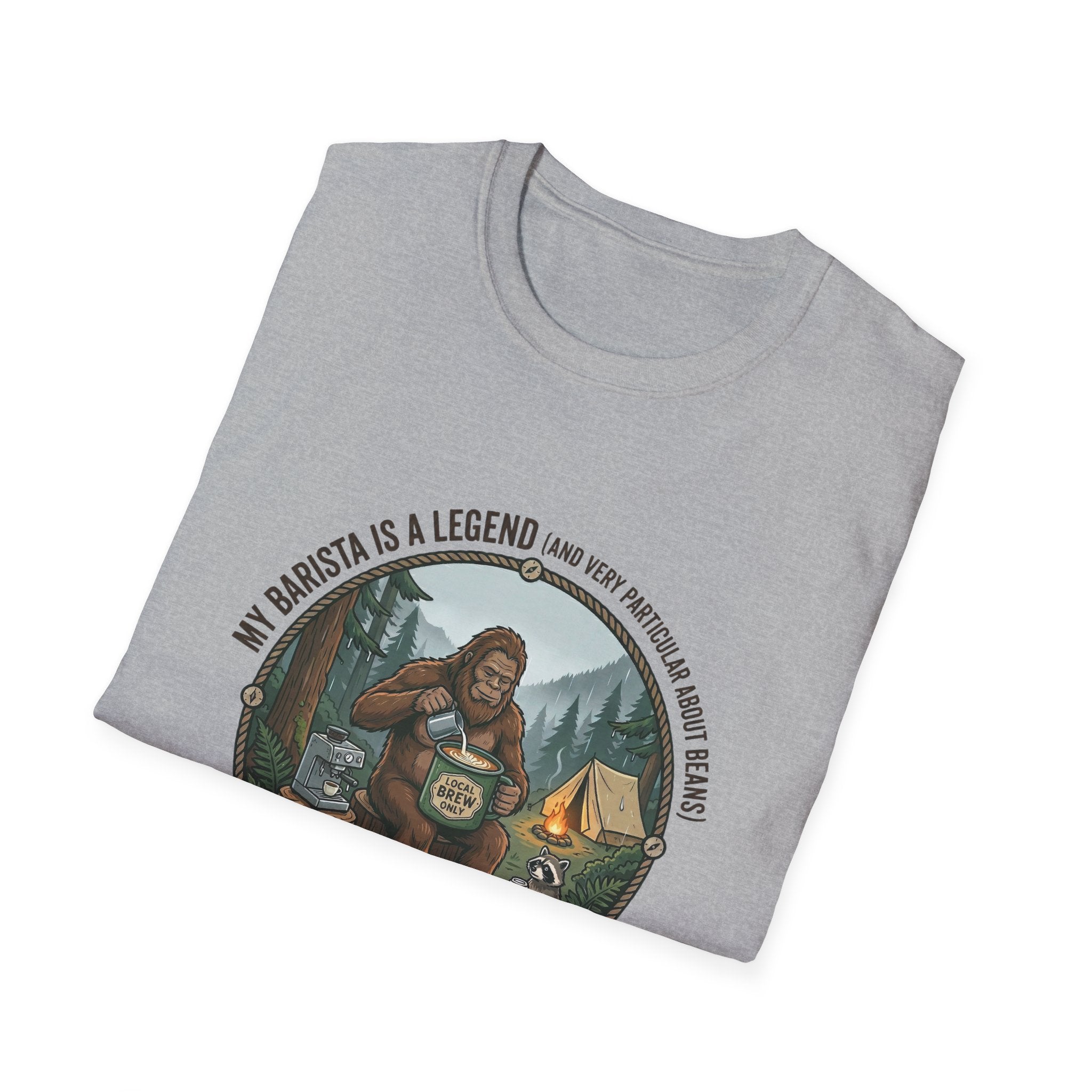 Dad is a Legend Camping T-Shirt | Bear, Campfire, Tent Cabin Illustration