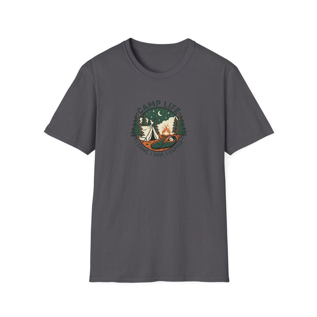 Camp Life tent campfire graphic T-Shirt | camping outdoors nature