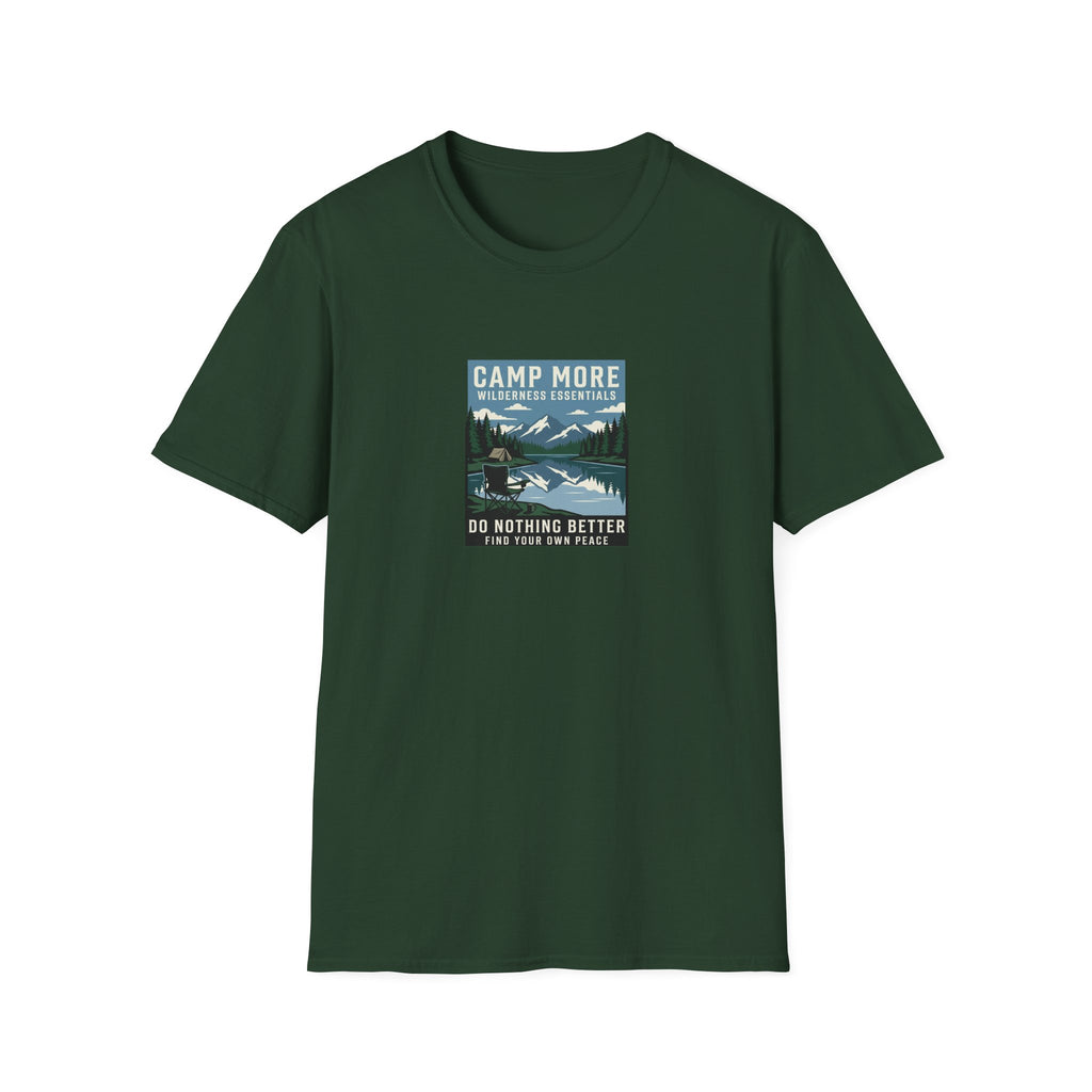 Camp More Wilderness Camping T-Shirt | Lake Mountain Poster Design