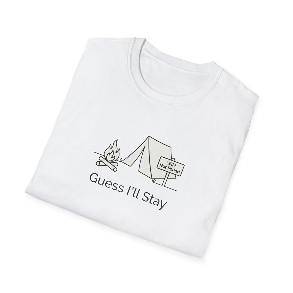 Guess Ill Stay camping tee | Tent and campfire graphic T-Shirt