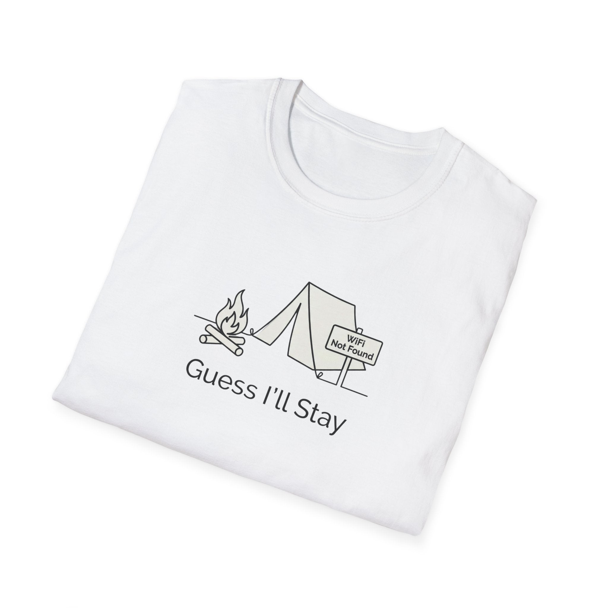 Guess Ill Stay camping tee | Tent and campfire graphic T-Shirt