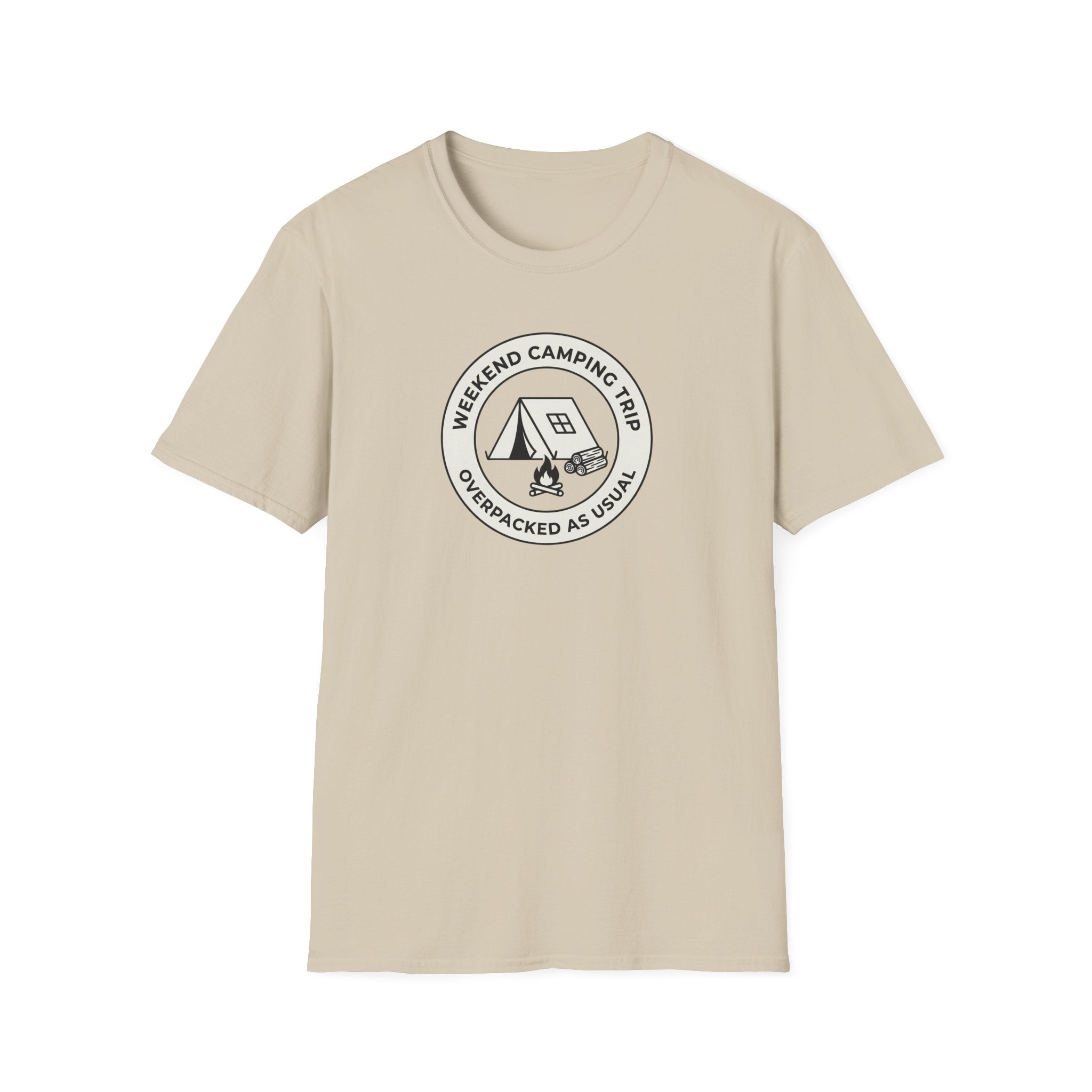 Weekend Camping Trip Overpacked As Usual T-Shirt | Camping Badge Tee