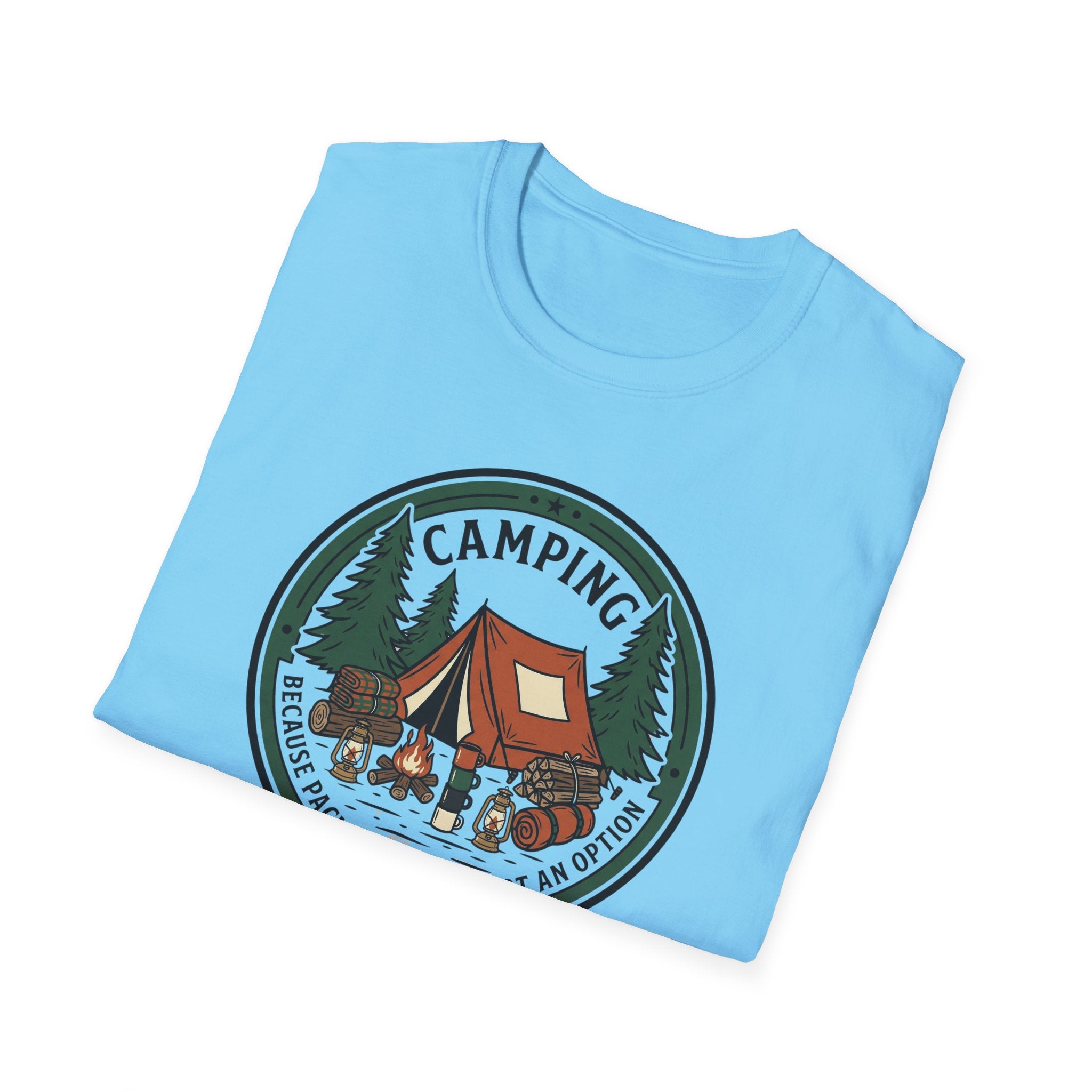 Camping Campfire Tent Graphic T-Shirt | Outdoor Adventure Cabin Design