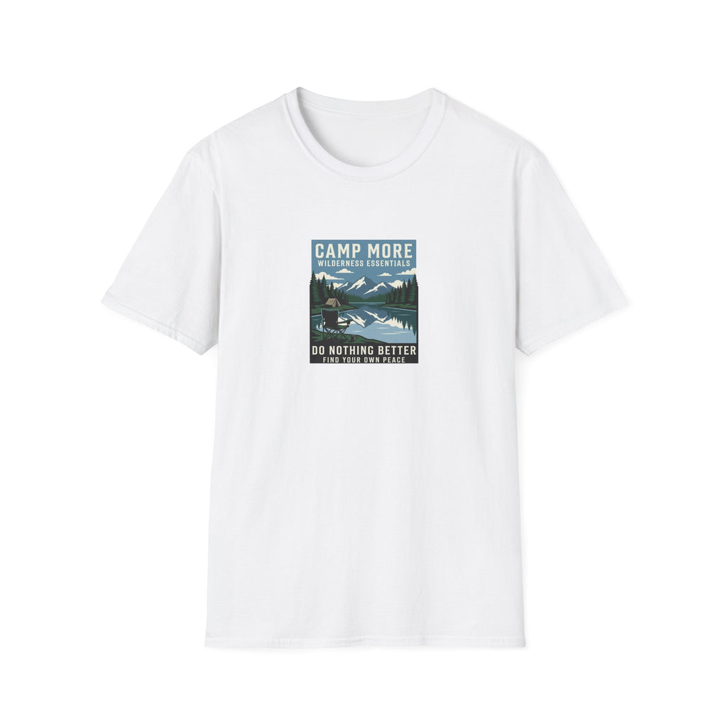 Camp More Wilderness Camping T-Shirt | Lake Mountain Poster Design