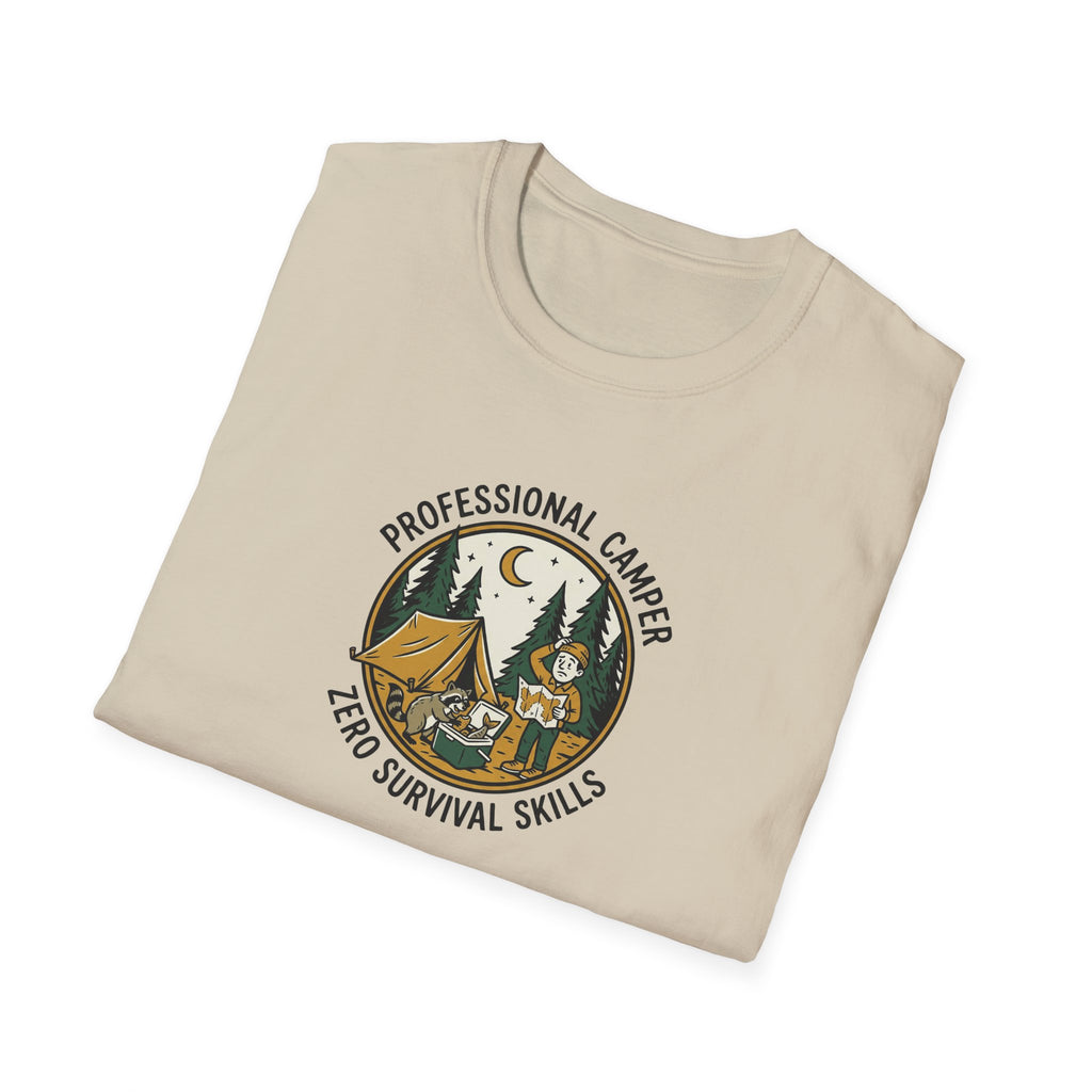 Professional Camper Zero Survival Skills T-Shirt | Camping Graphic Tee