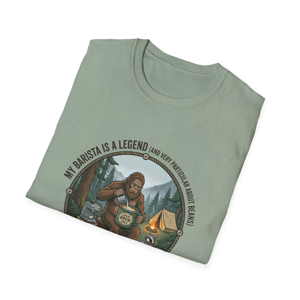 Dad is a Legend Camping T-Shirt | Bear, Campfire, Tent Cabin Illustration