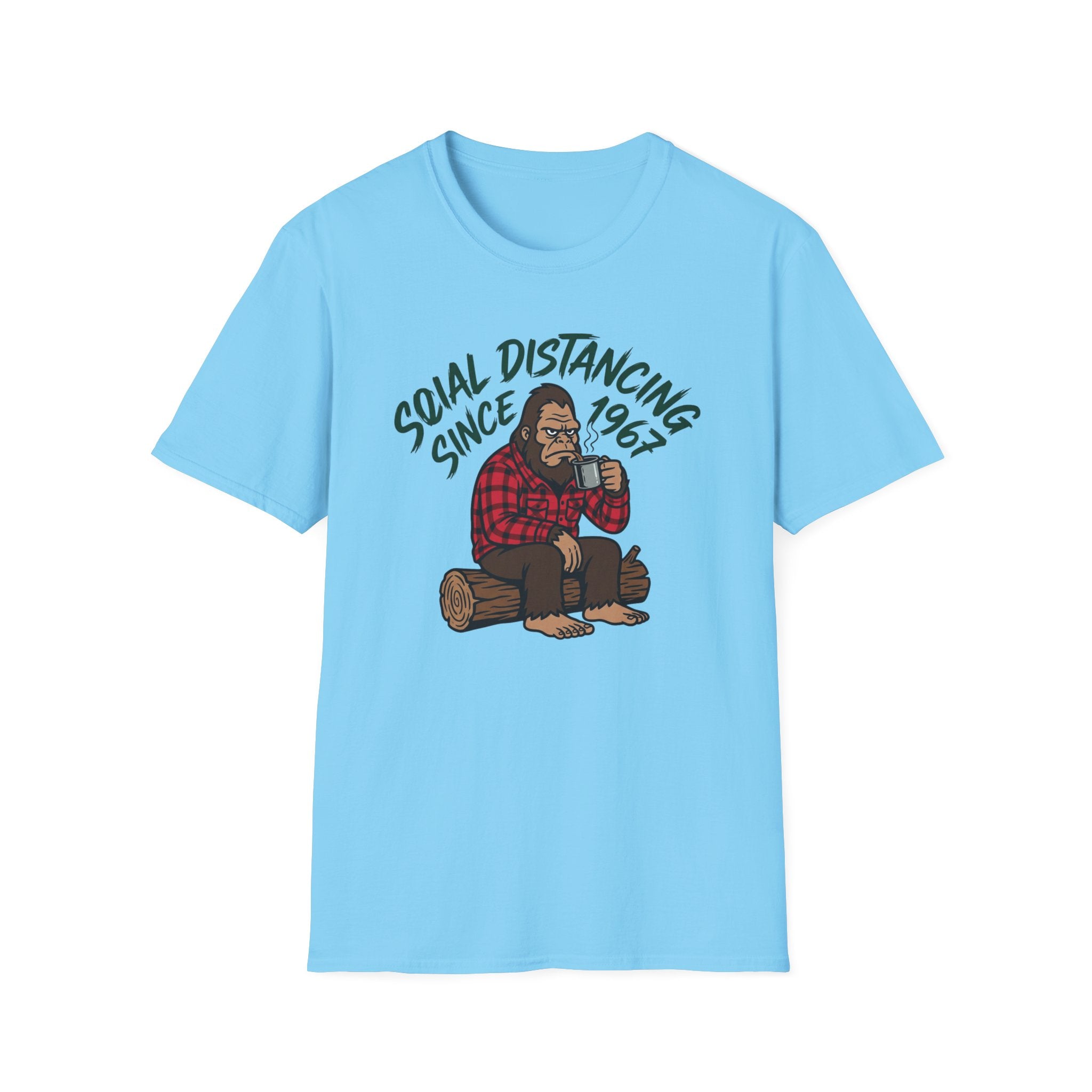 Bigfoot Social Distancing Since 1967 T-Shirt | Sasquatch Lumberjack Tee