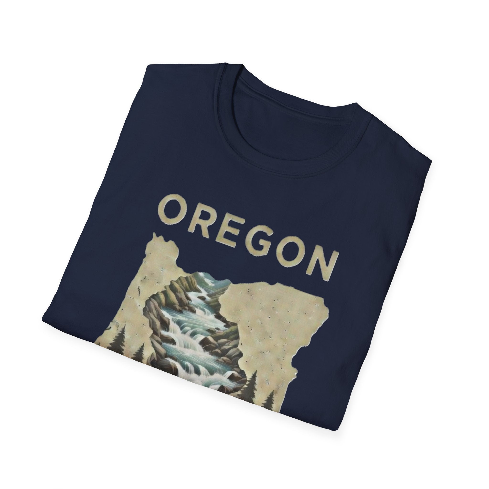 Oregon waterfall state map T-Shirt | River, Pines, Nature