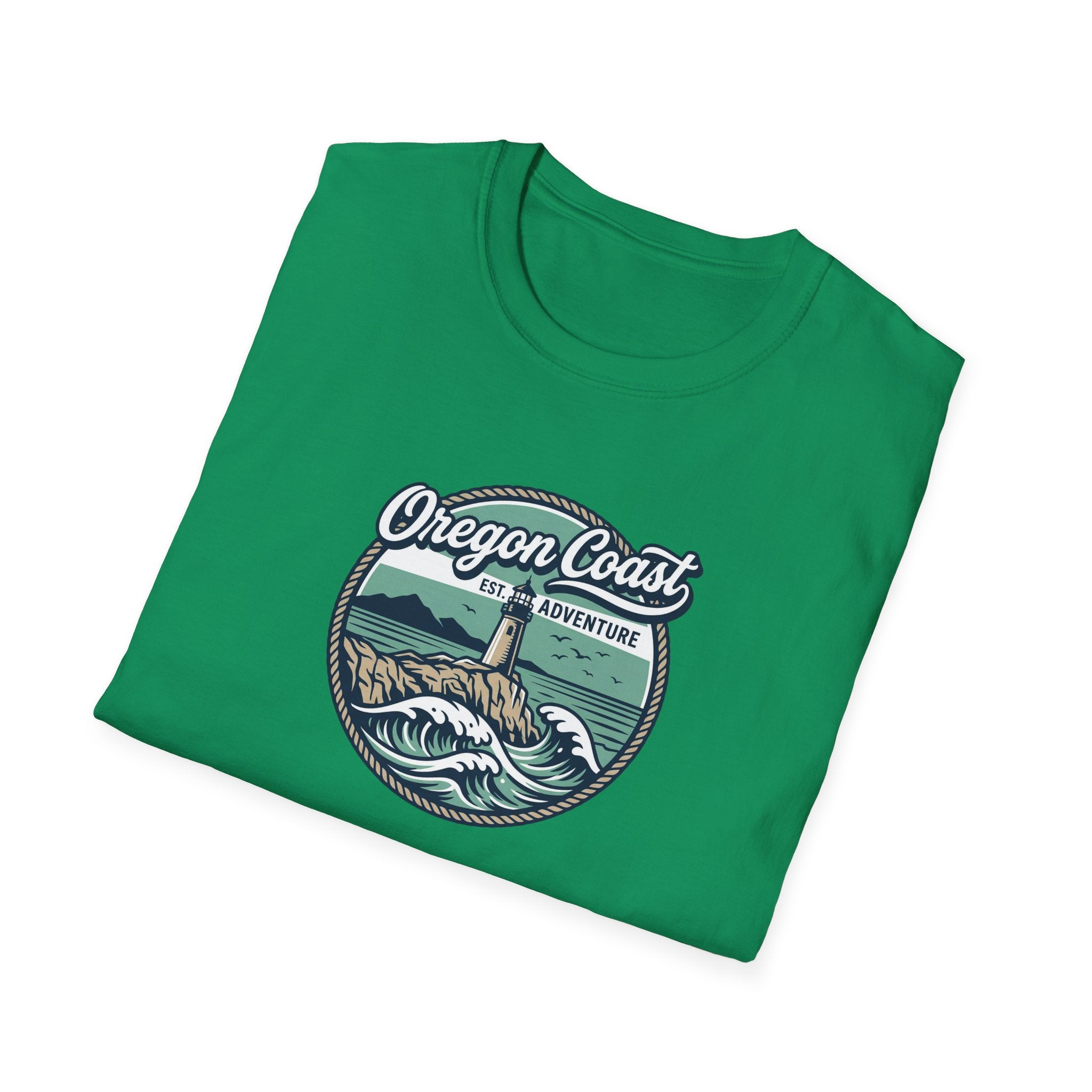 Oregon Coast Lighthouse Waves T-Shirt | Coastal Sunset Badge