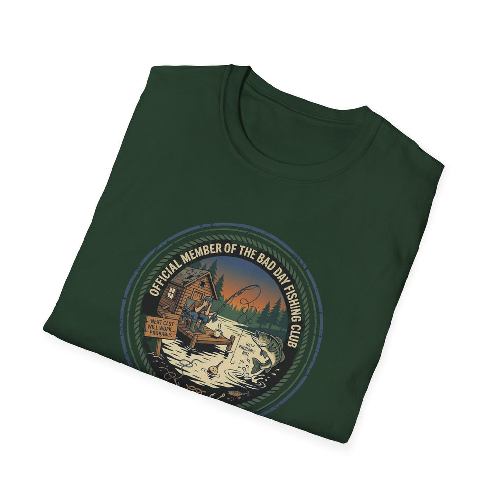 Retro Fishing Camp badge T-Shirt | Lake Sunset Outdoor Graphic
