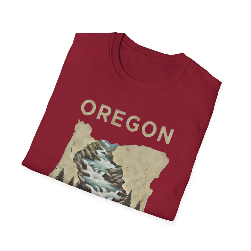 Oregon waterfall state map T-Shirt | River, Pines, Nature