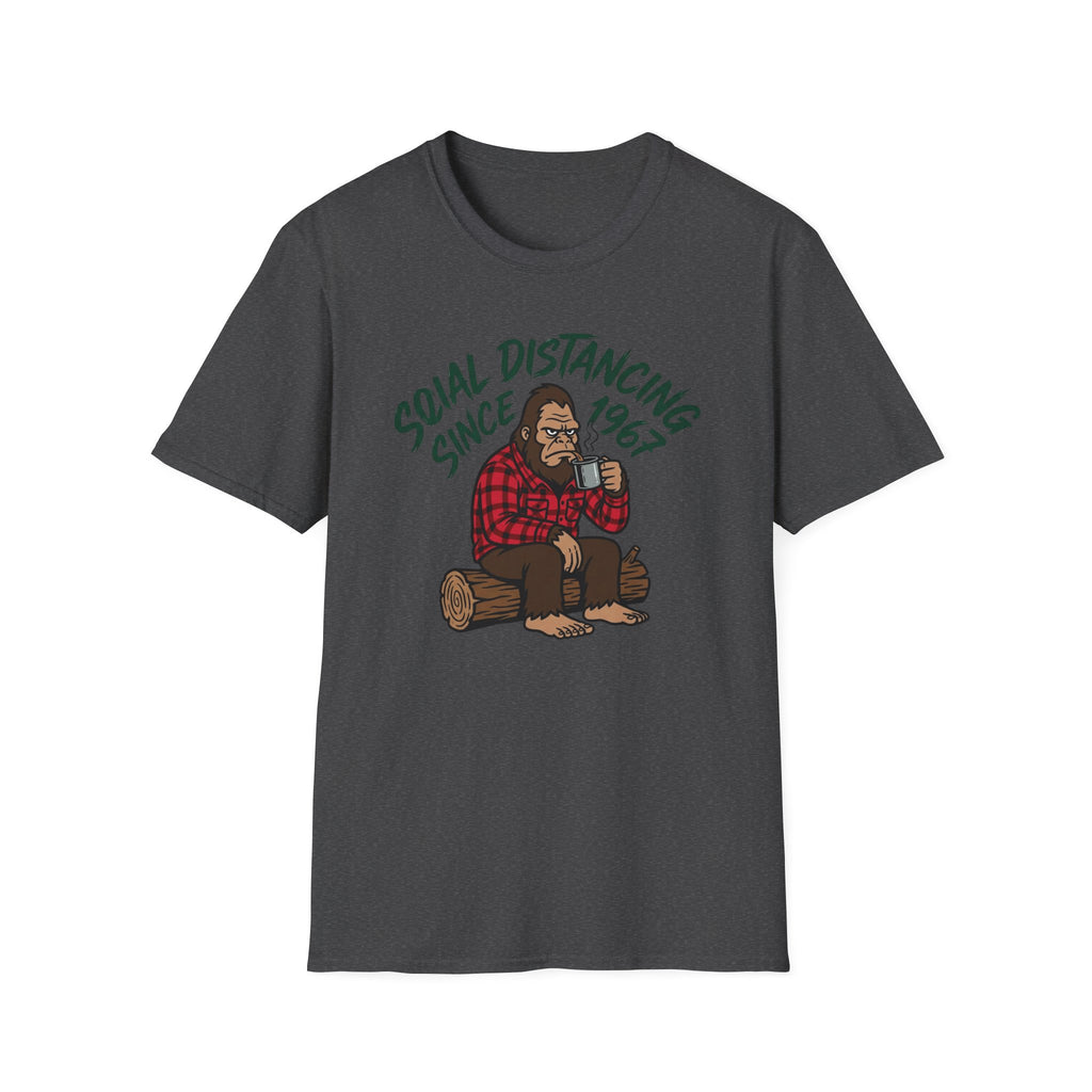 Bigfoot Social Distancing Since 1967 T-Shirt | Sasquatch Lumberjack Tee