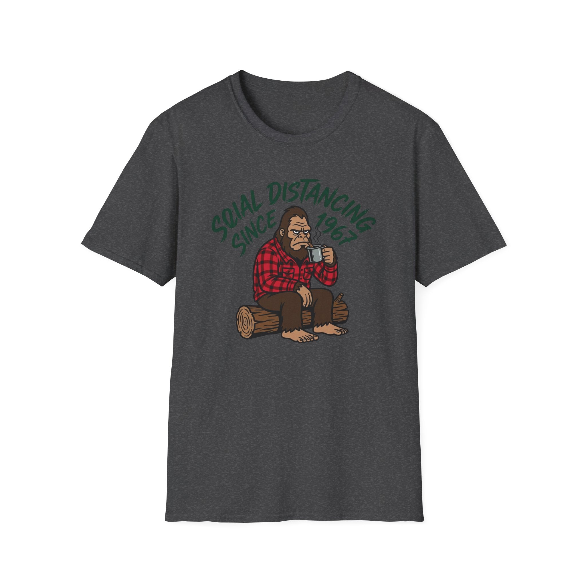 Bigfoot Social Distancing Since 1967 T-Shirt | Sasquatch Lumberjack Tee