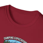 Camping Reality T-Shirt | Scenic Tent, Lake, Mountains Outdoor Adventure