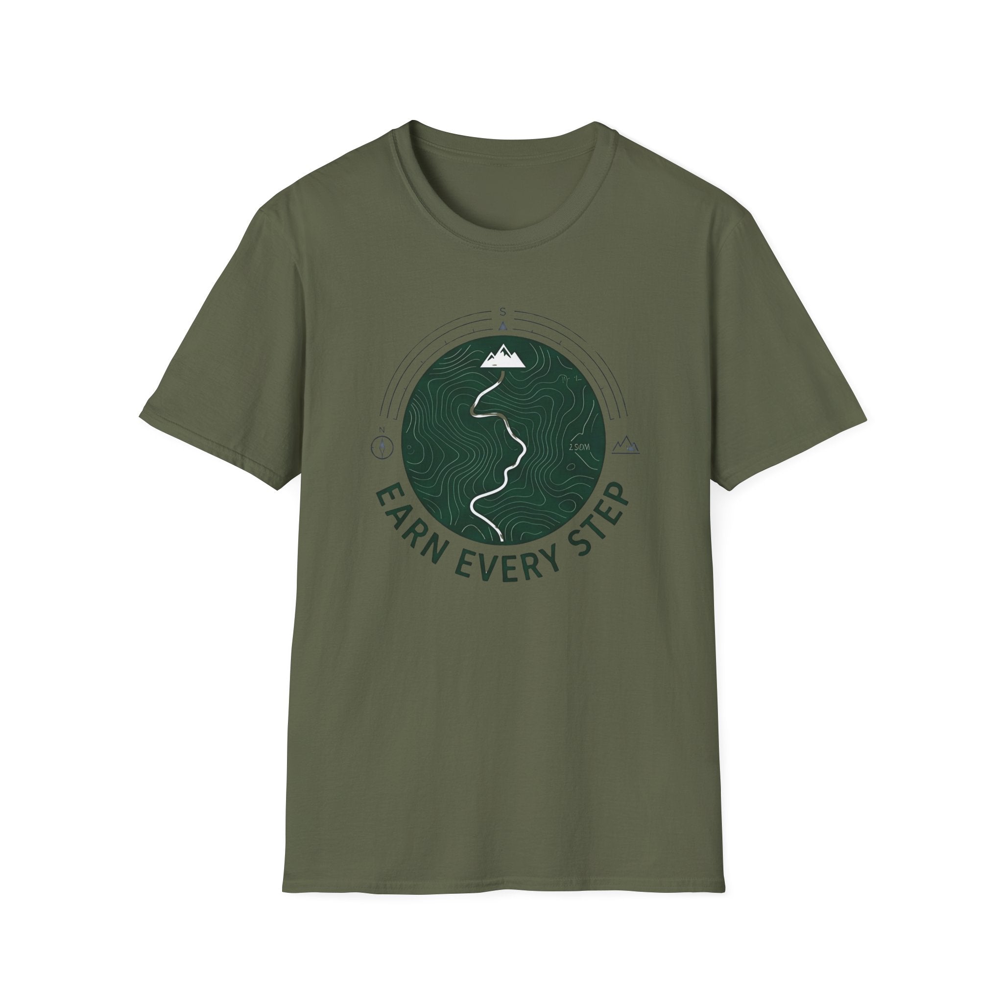 Earn Every Step T-Shirt | Hiking Mountain Trail Graphic