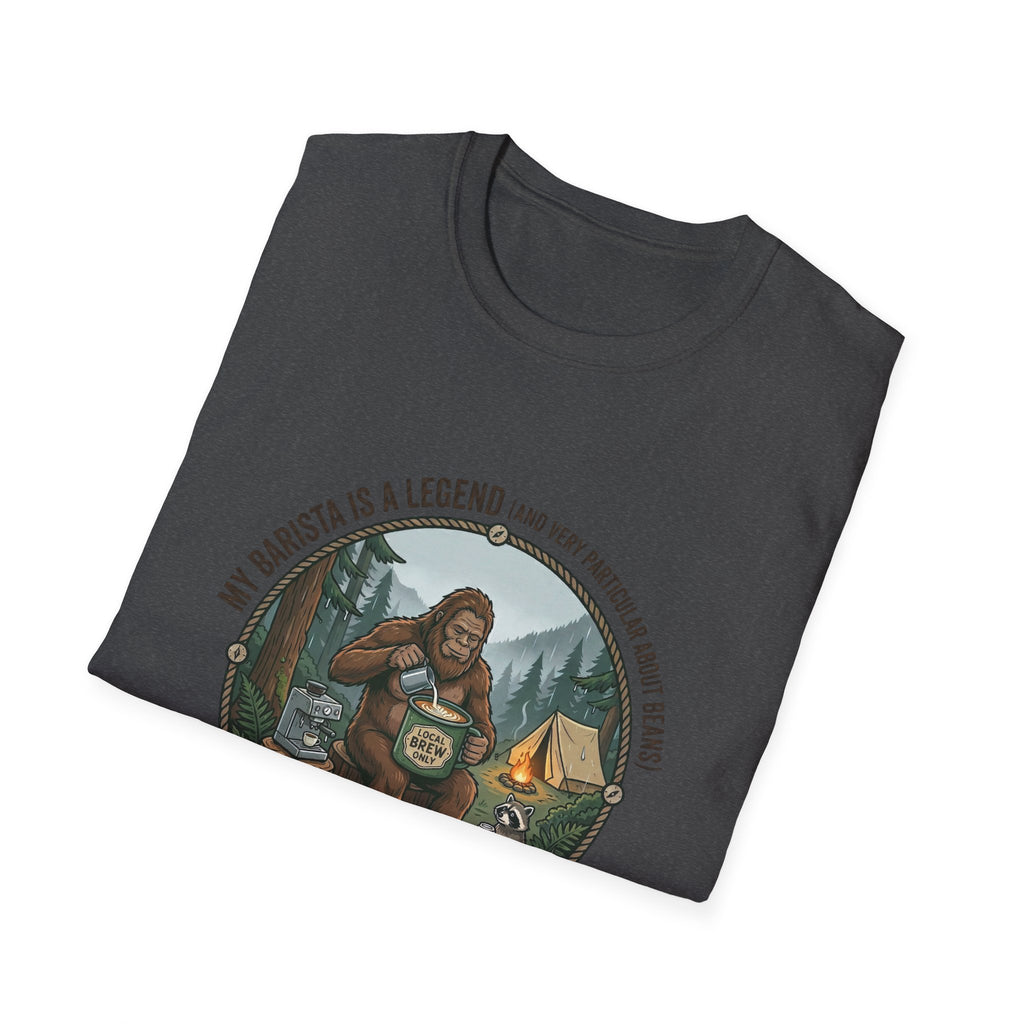 Dad is a Legend Camping T-Shirt | Bear, Campfire, Tent Cabin Illustration