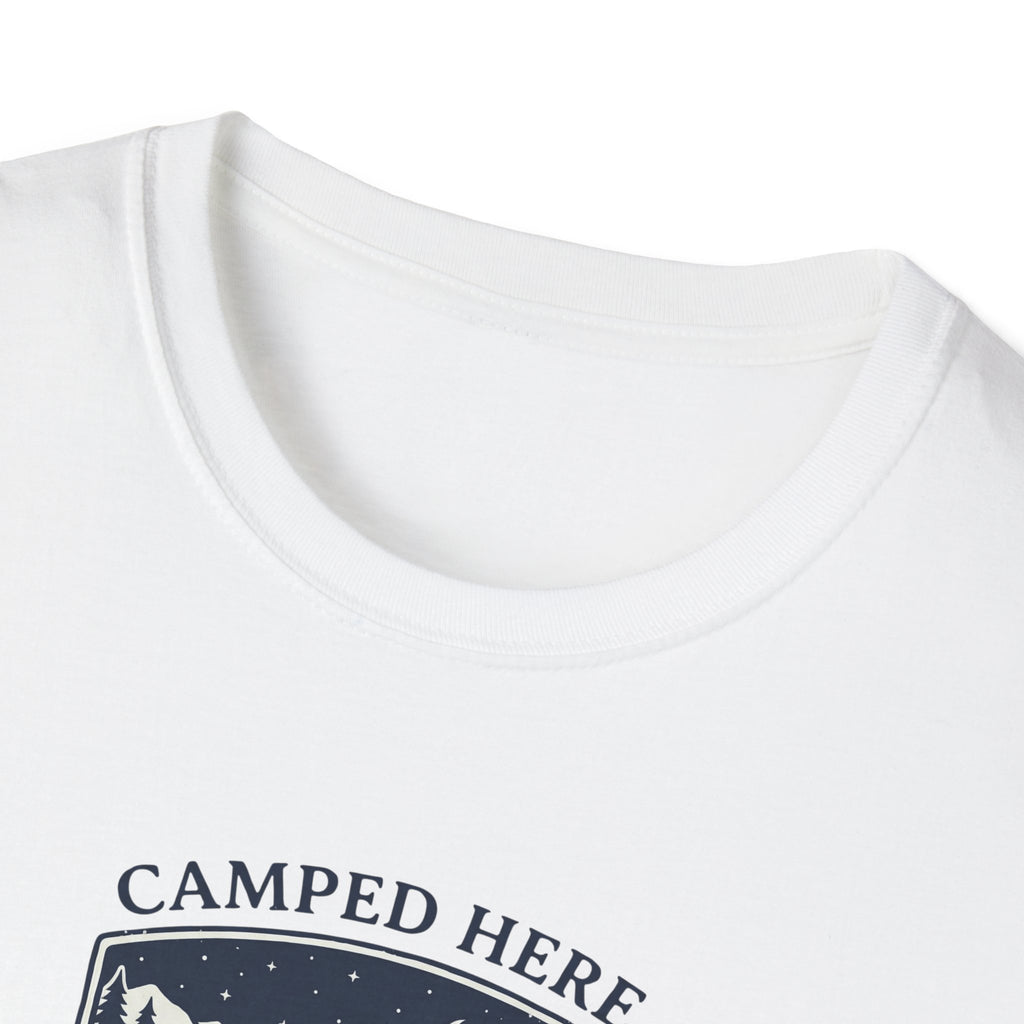 Camped Here Close Enough | T-Shirt, Canoe Lake Camping Graphic