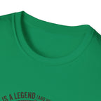 Dad is a Legend Camping T-Shirt | Bear, Campfire, Tent Cabin Illustration