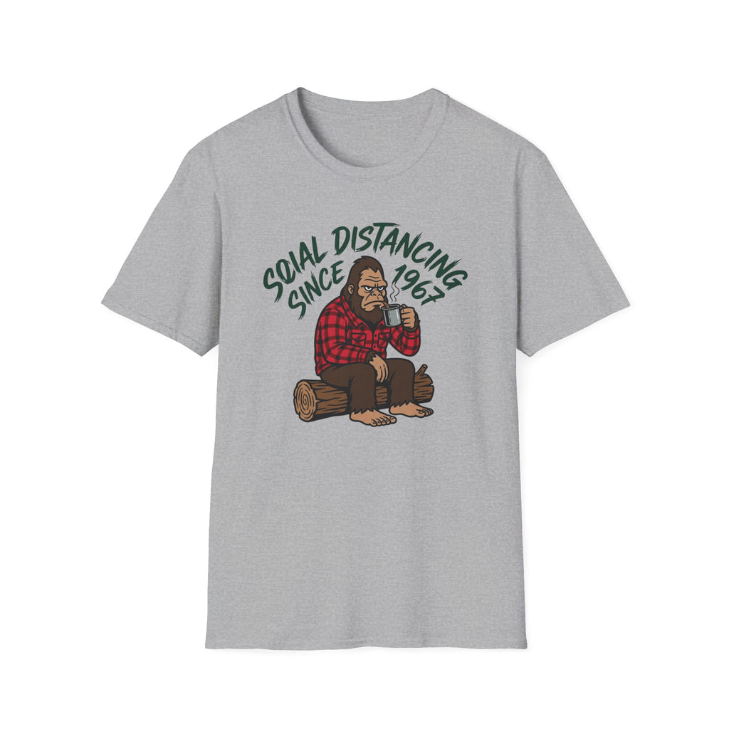 Bigfoot Social Distancing Since 1967 T-Shirt | Sasquatch Lumberjack Tee