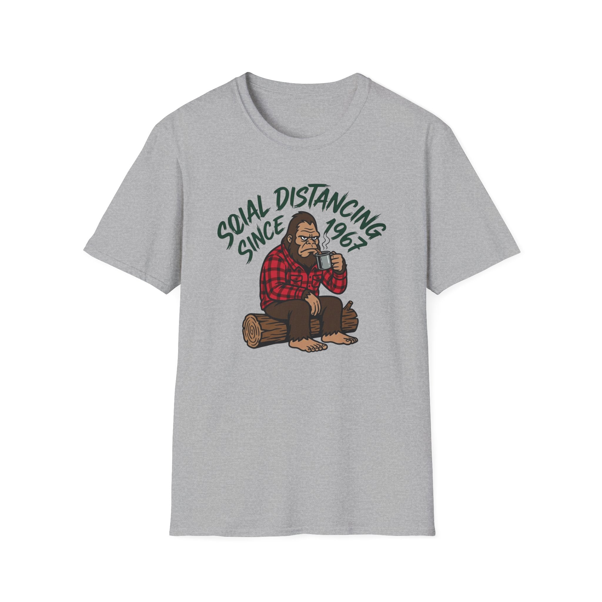 Bigfoot Social Distancing Since 1967 T-Shirt | Sasquatch Lumberjack Tee