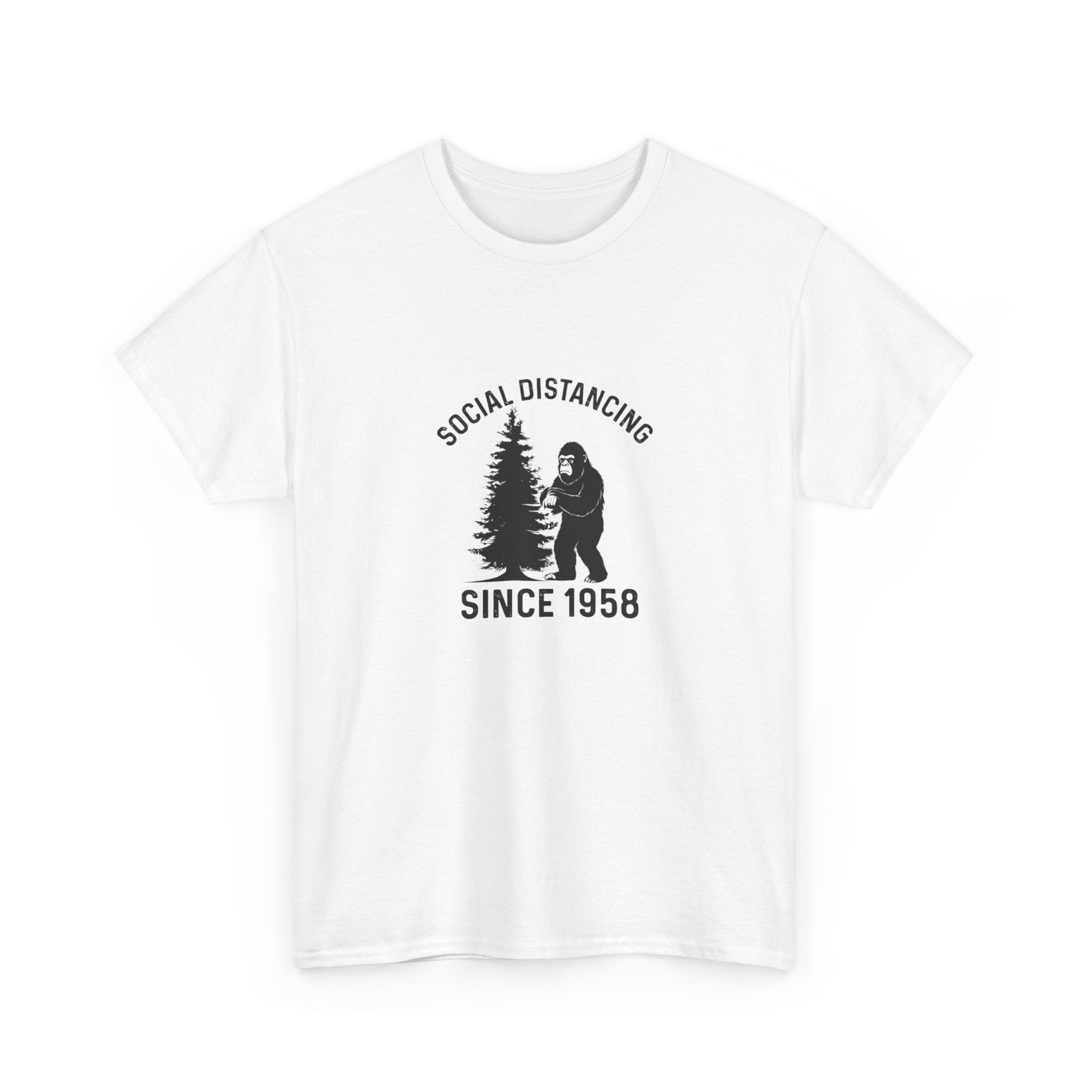 Bigfoot Social Distancing Since 1958 Tee | Sasquatch Forest Graphic Shirt