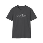 Mountain Heartbeat T-Shirt — Minimalist Mountain ECG Tee for Hikers & Outdoor Lovers