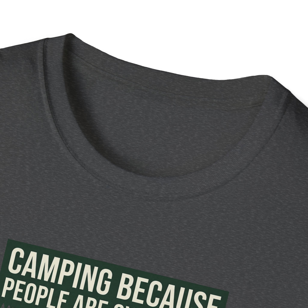 Camping Because People Are Overrated T-Shirt | Camper Graphic Tee, Forest Tent Design