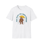 PNW Enjoy the Liquid Sunshine Bigfoot T-Shirt | Rain Umbrella Illustration