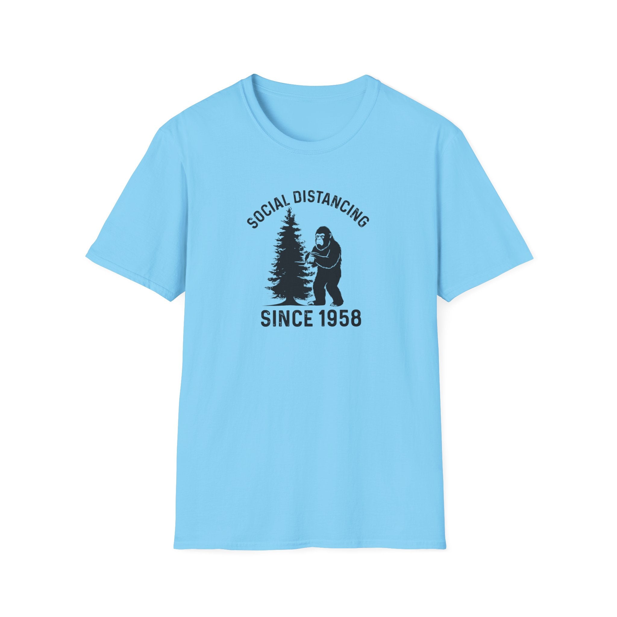 Social Distancing Since 1958 T-Shirt | Bigfoot Sasquatch Graphic