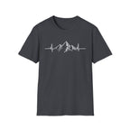 Mountain Heartbeat T-Shirt — Minimalist Mountain ECG Tee for Hikers & Outdoor Lovers