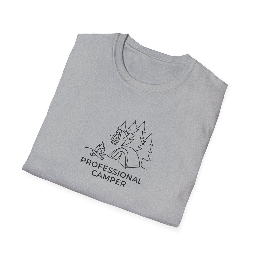 Professional Camper T-Shirt | Minimal Line Art Camping Design